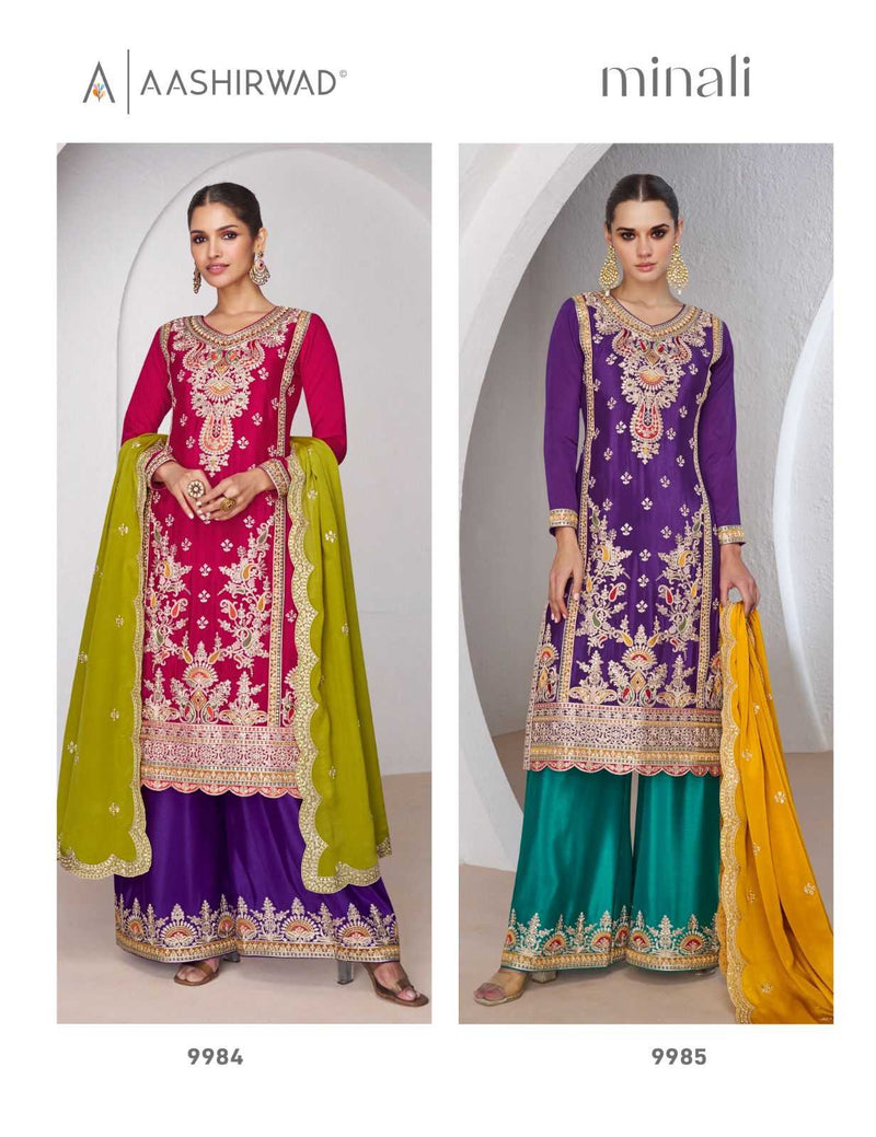 Aashirwad Creation Minali Chinon Silk Wedding Designer Salwar Kameez