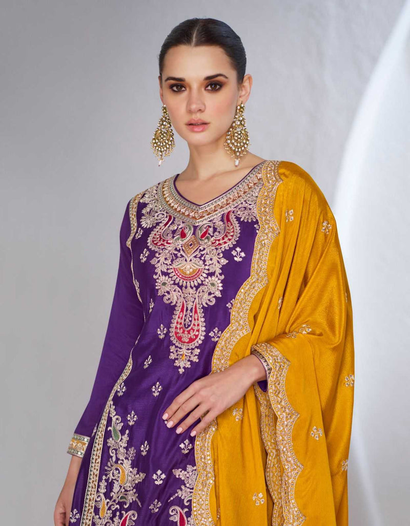 Aashirwad Creation Minali Chinon Silk Wedding Designer Salwar Kameez