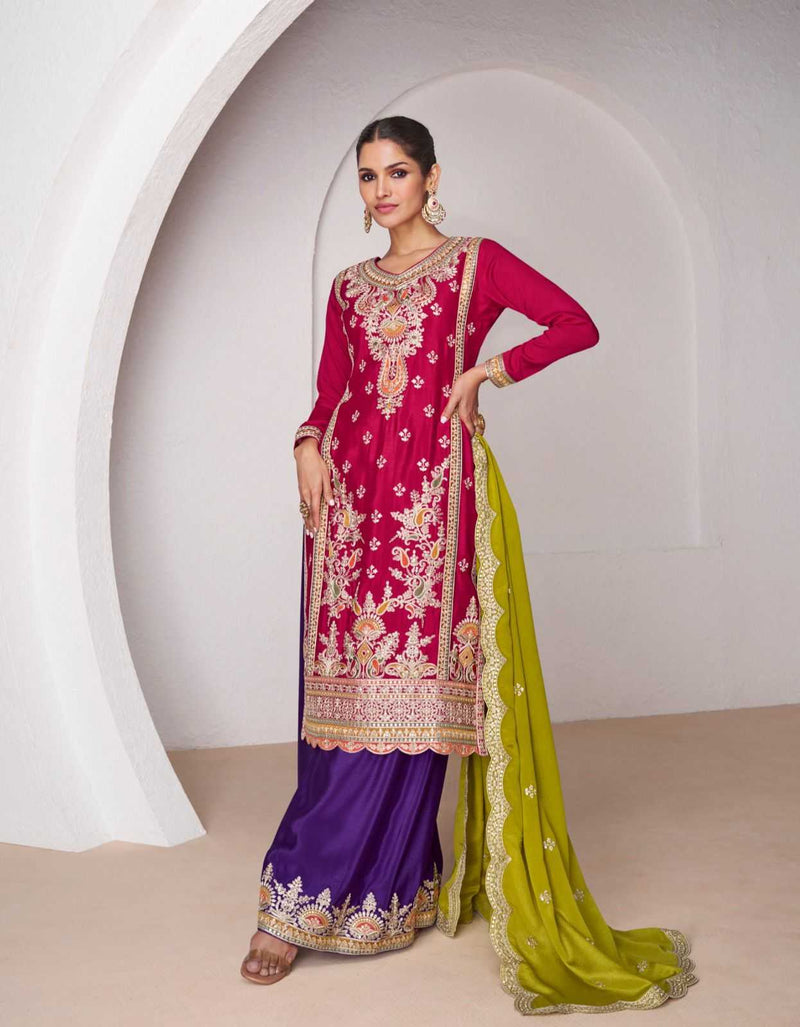 Aashirwad Creation Minali Chinon Silk Wedding Designer Salwar Kameez