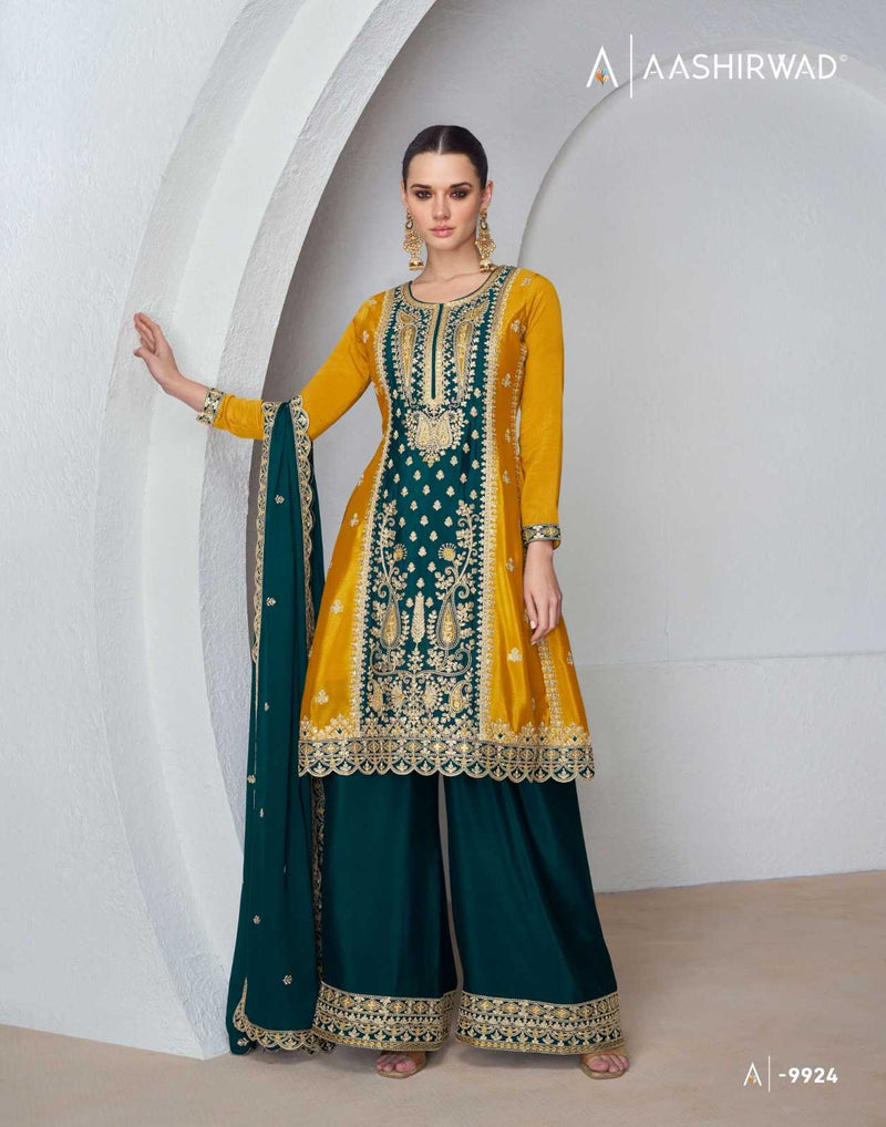 Aashirwad Creation Shanaya Premium Chinon Silk Fancy Wear Kurti Collection