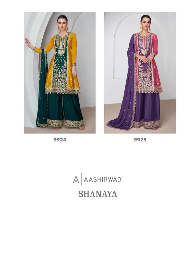Aashirwad Creation Shanaya Premium Chinon Silk Fancy Wear Kurti Collection