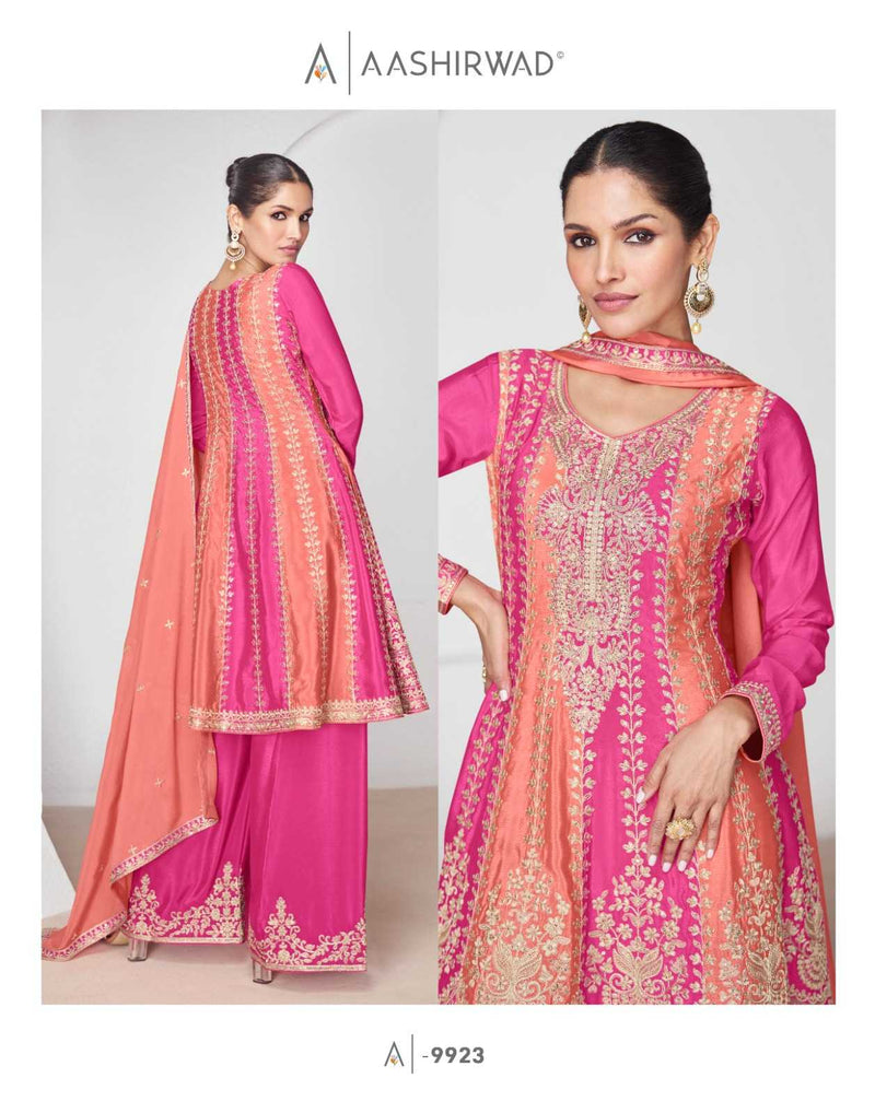 Aashirwad Creation Suhana Premium Chinon Silk With Heavy Embroidery Work Classic Collection Salwar Kameez
