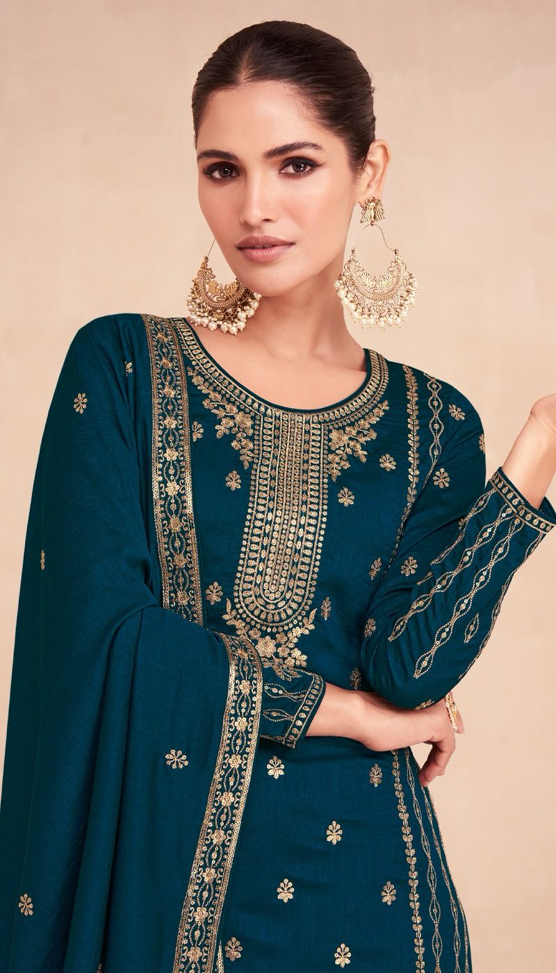 Aashirwad Creation Zari Premium Silk Stylish Partywear Designer Suit