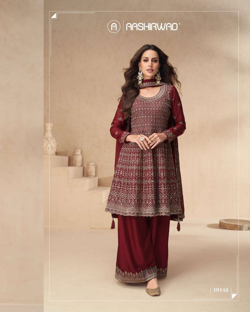 Aashirward Creation Amrita Premium Chinon Silk Designer Partywear Suit