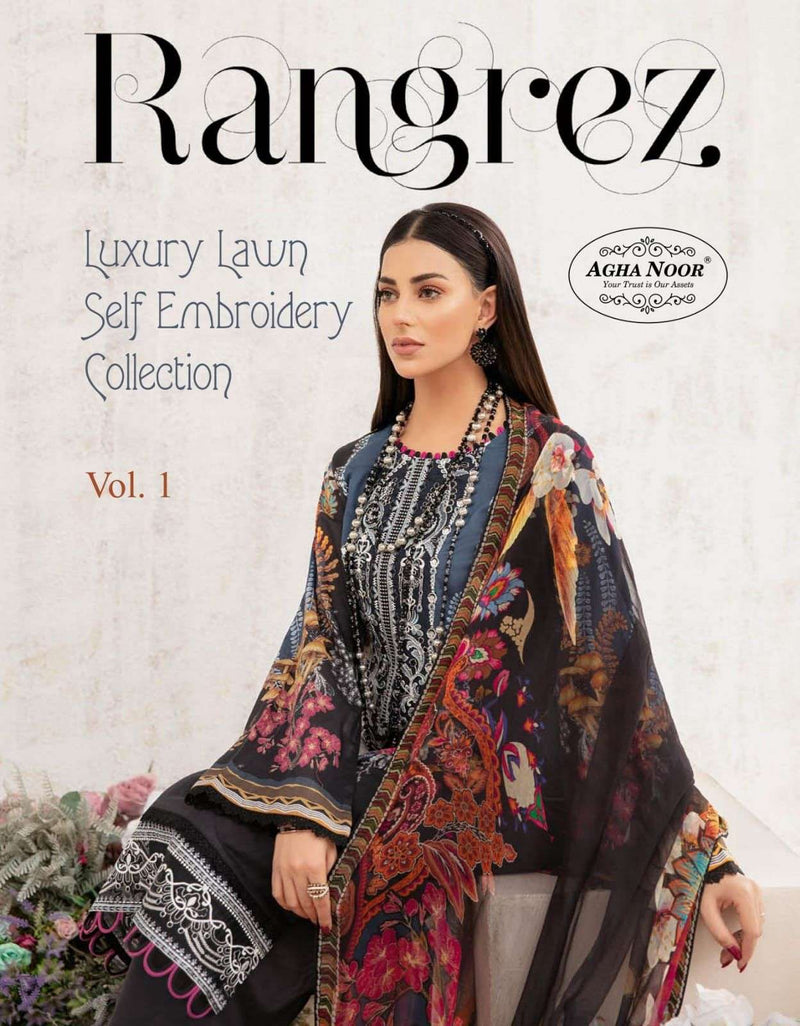 Agha Noor Rangrez Vol 1 Lawn Cotton Fancy Designer Daily Wear Salwar Suit