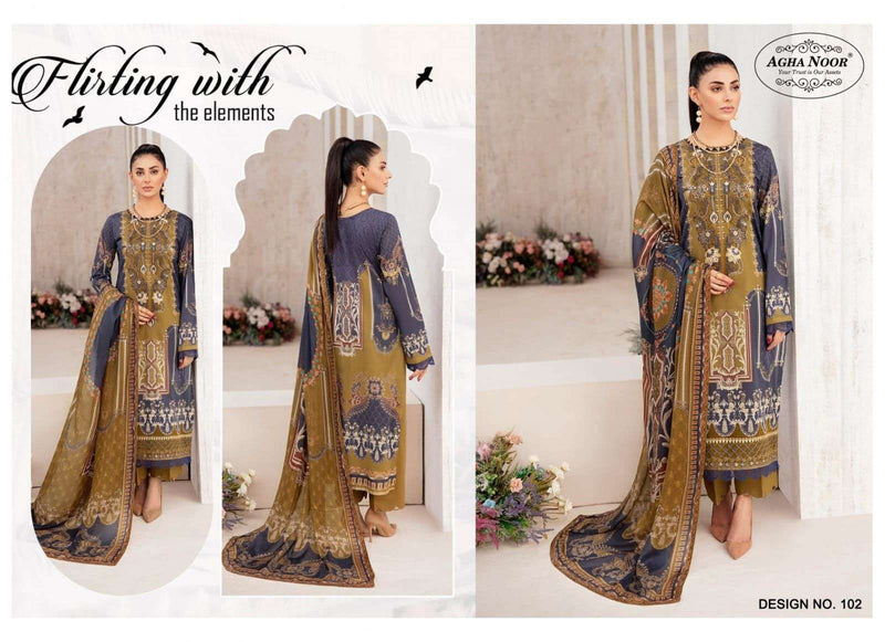 Agha Noor Rangrez Vol 1 Lawn Cotton Fancy Designer Daily Wear Salwar Suit