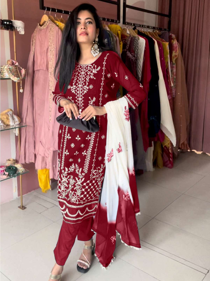 Al Fatima Afrin D No 105 Fox Geoegrette With Embroidery Designer Salwar Kameez