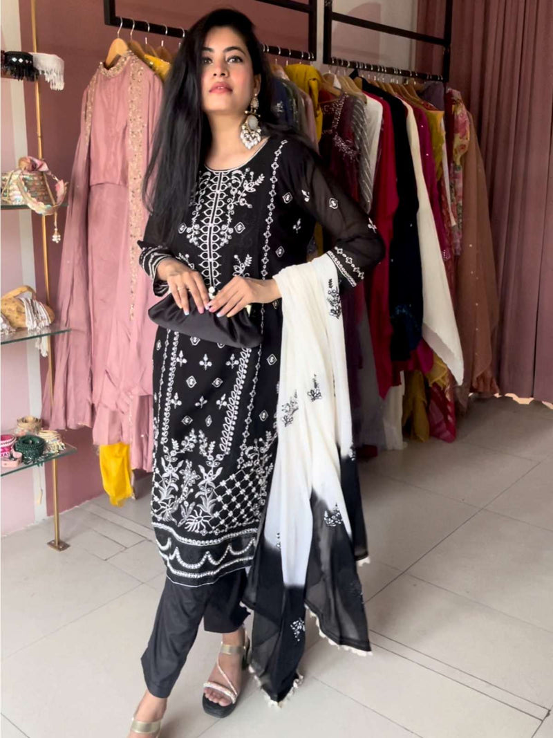 Al Fatima Afrin D No 105 Fox Geoegrette With Embroidery Designer Salwar Kameez