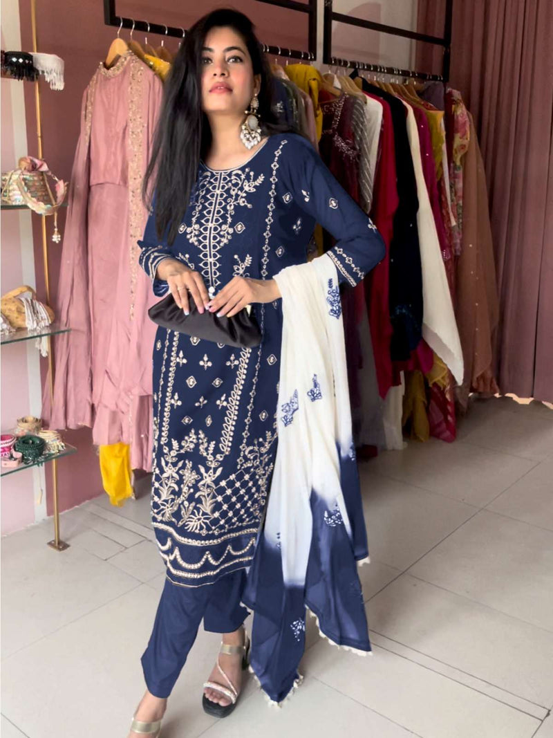 Al Fatima Afrin D No 105 Fox Geoegrette With Embroidery Designer Salwar Kameez