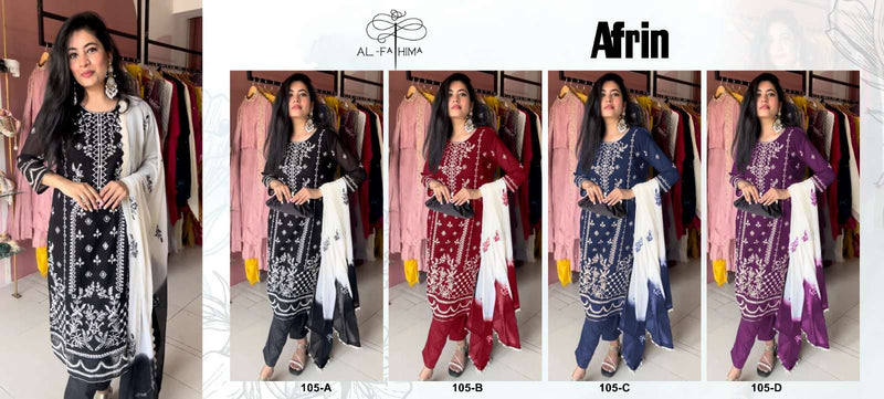 Al Fatima Afrin D No 105 Fox Geoegrette With Embroidery Designer Salwar Kameez