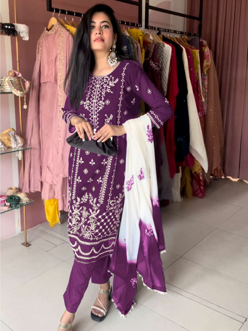 Al Fatima Afrin D No 105 Fox Geoegrette With Embroidery Designer Salwar Kameez