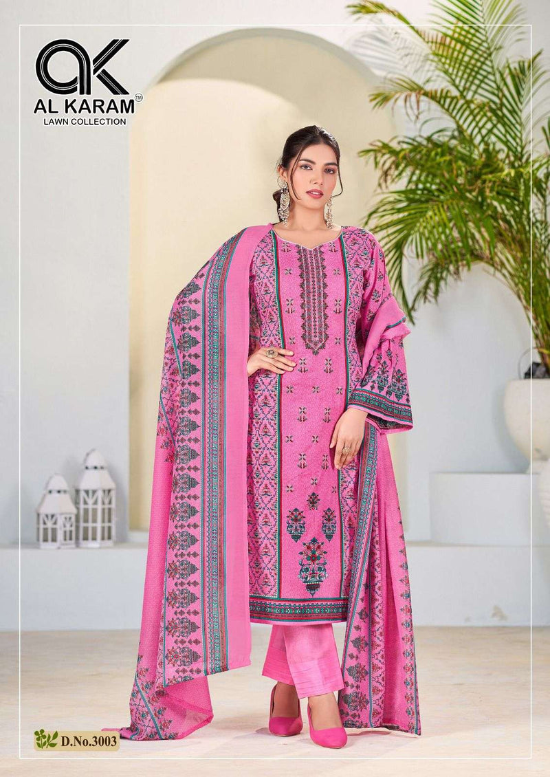 Al Karam Bin Ubaid Embroidered Collection Vol 3 Lawn Cotton Self Embroidery Work Salwar Suit