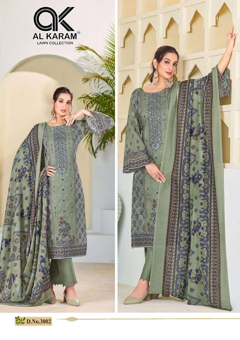 Al Karam Bin Ubaid Embroidered Collection Vol 3 Lawn Cotton Self Embroidery Work Salwar Suit