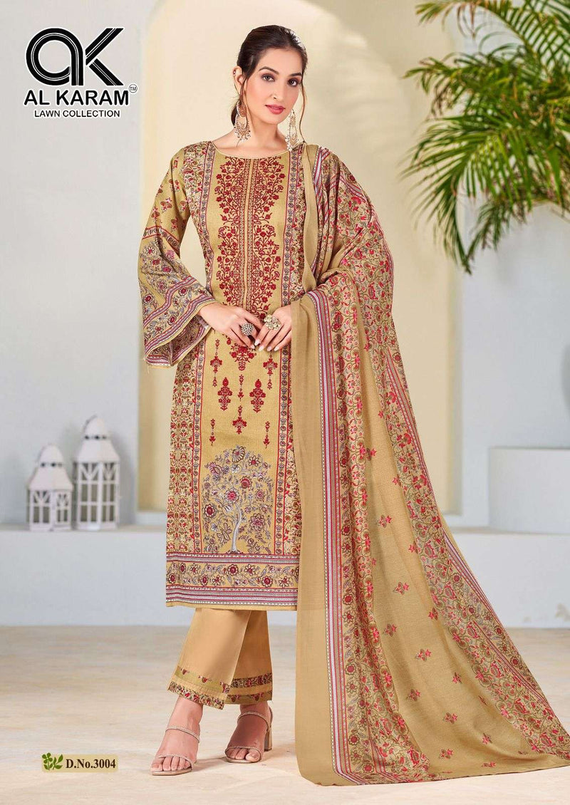 Al Karam Bin Ubaid Embroidered Collection Vol 3 Lawn Cotton Self Embroidery Work Salwar Suit