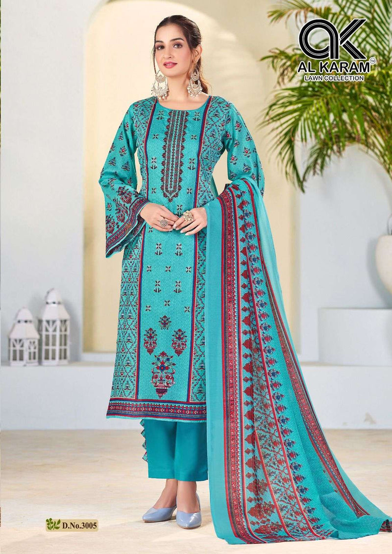 Al Karam Bin Ubaid Embroidered Collection Vol 3 Lawn Cotton Self Embroidery Work Salwar Suit