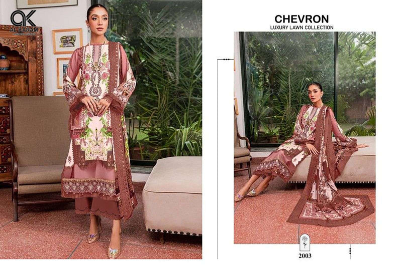 Al Karam Chervon Luxury Lawn Collection Cotton Print With Exclusive Embroidery Patches Salwar Suit