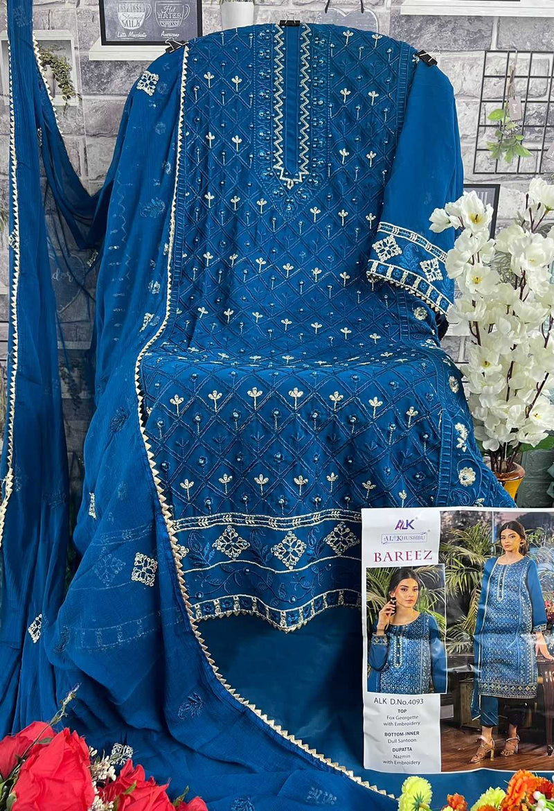 Al Khushbu Bareez Vol 1 4092-4094 Georgette Heavy Embroidery With Moti Pakistani Salwar Suit
