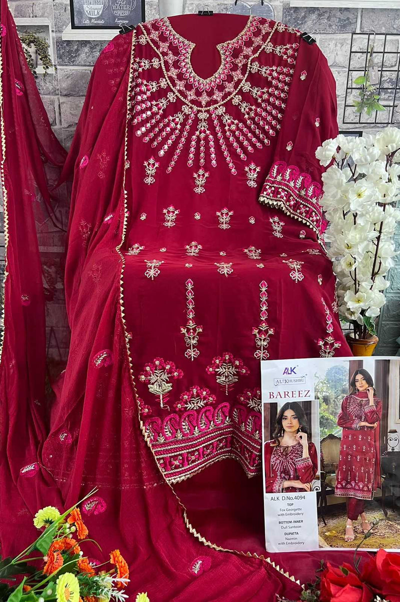 Al Khushbu Bareez Vol 1 4092-4094 Georgette Heavy Embroidery With Moti Pakistani Salwar Suit