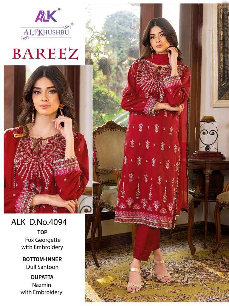 Al Khushbu Bareez Vol 1 4092-4094 Georgette Heavy Embroidery With Moti Pakistani Salwar Suit