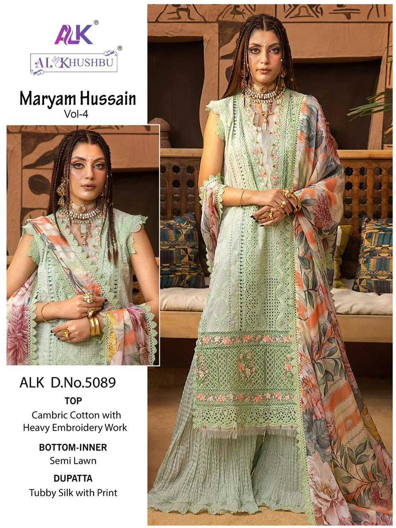 Al Khushbu Maryam Hussain Vol 4 Pure Cambric Cotton With Heavy Embroidered Salwar Kameez