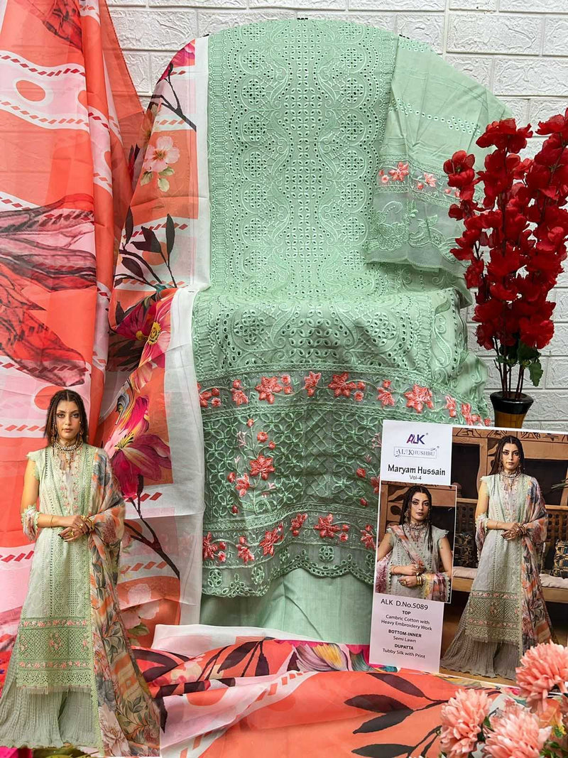 Al Khushbu Maryam Hussain Vol 4 Pure Cambric Cotton With Heavy Embroidered Salwar Kameez