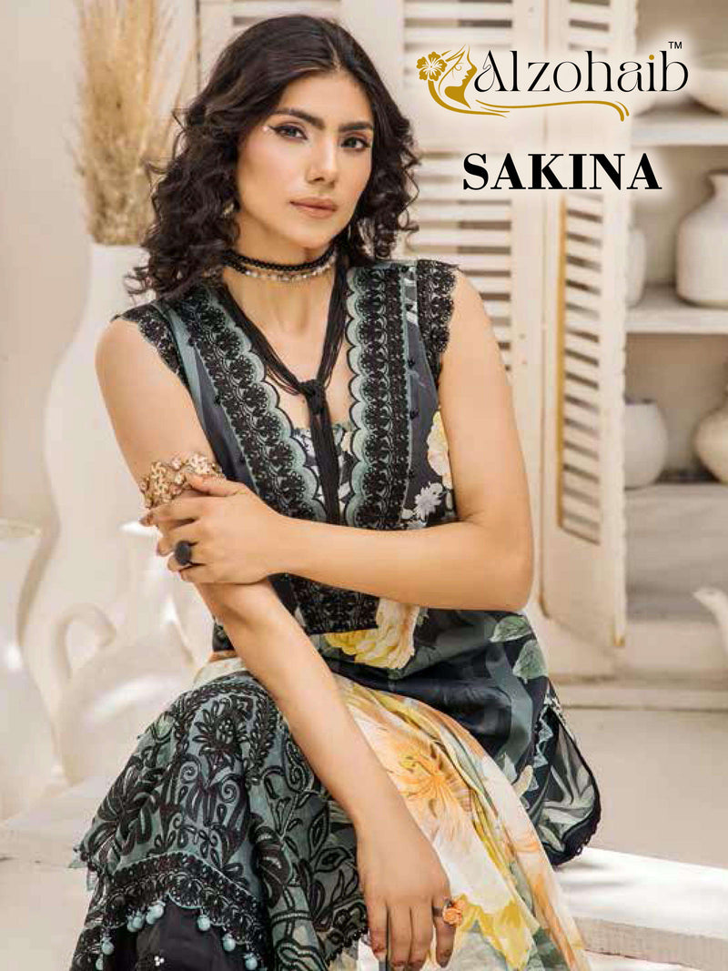 Al Zohaib Sakina Pure Cotton Embroidered Work Pakistani Suit