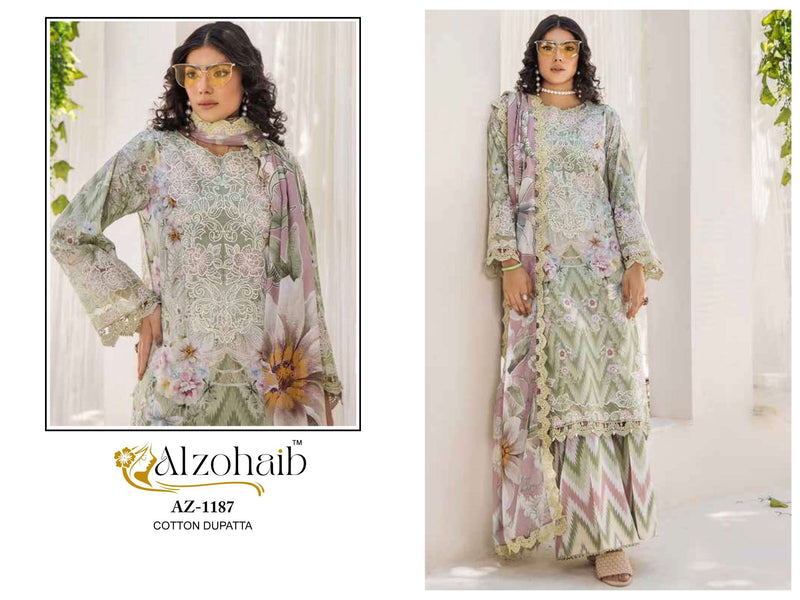 Al Zohaib Sakina Pure Cotton Embroidered Work Pakistani Suit