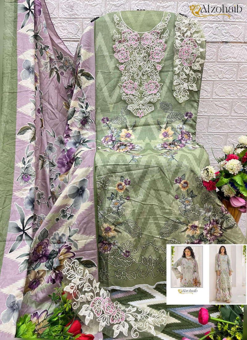 Al Zohaib Sakina Pure Cotton Embroidered Work Pakistani Suit