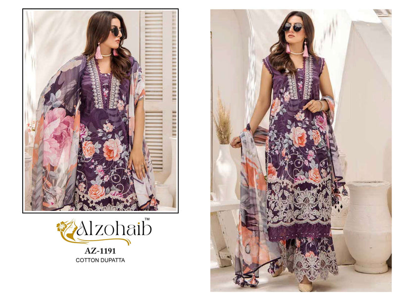 Al Zohaib Sakina Pure Cotton Embroidered Work Pakistani Suit