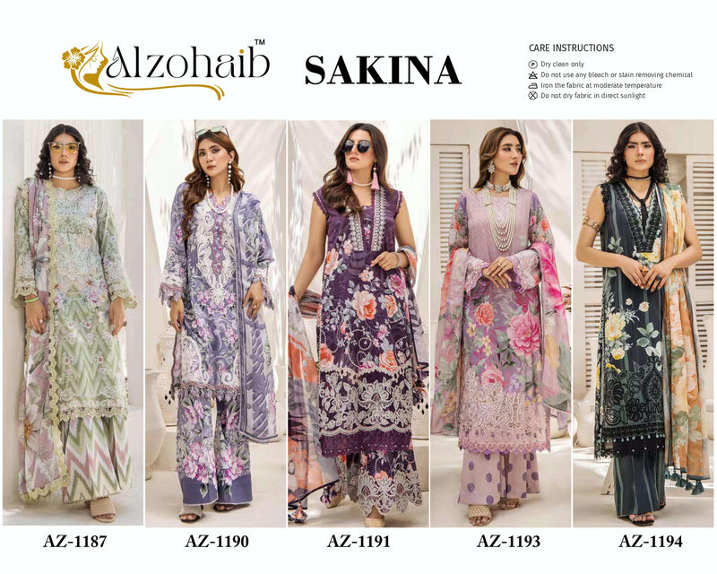 Al Zohaib Sakina Pure Cotton Embroidered Work Pakistani Suit