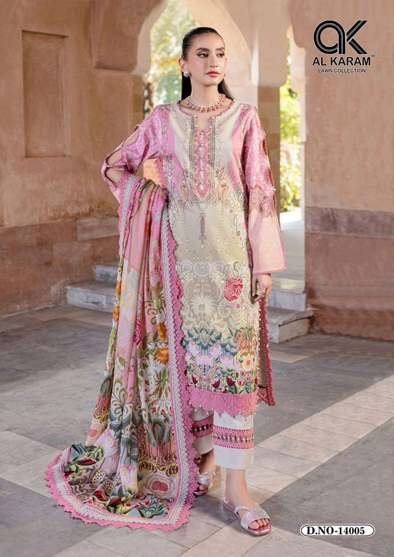 Al Karam Kesariya Vol 14 Camric Cotton Printed Karachi Salwar Suit