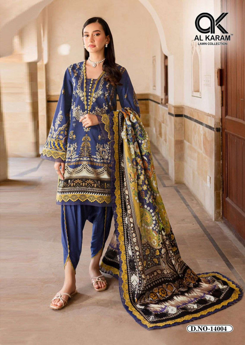 Al Karam Kesariya Vol 14 Camric Cotton Printed Karachi Salwar Suit