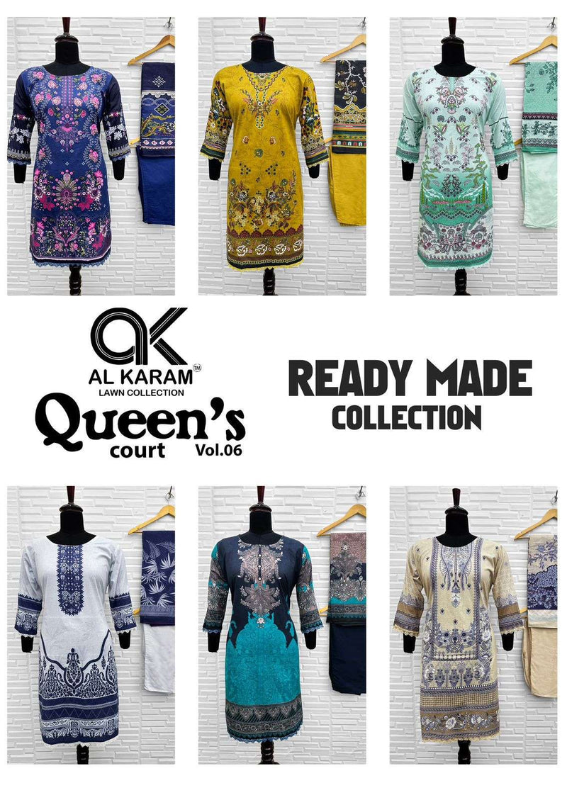 Al Karam Queens Court Vol 6 Pure Cambric Cotton Printed Dailywear Pret Kurti