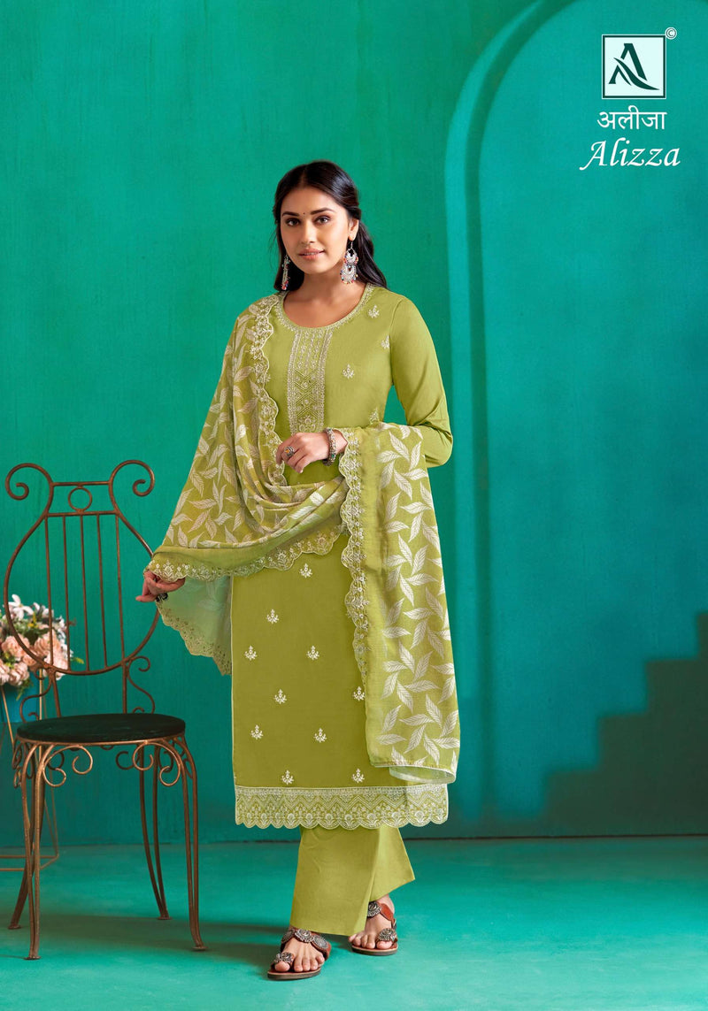 Alok Suit Alizza Jam Cotton With Fancy Embroidery Work With Daman Lace Work Salwar Kameez