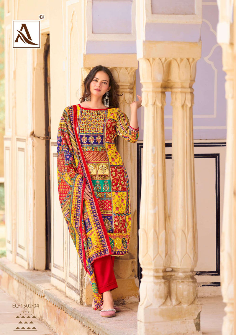 Alok Suit Bella Vol 8 Pure Maslin Digital Print With Mirror Work Salwar Suits