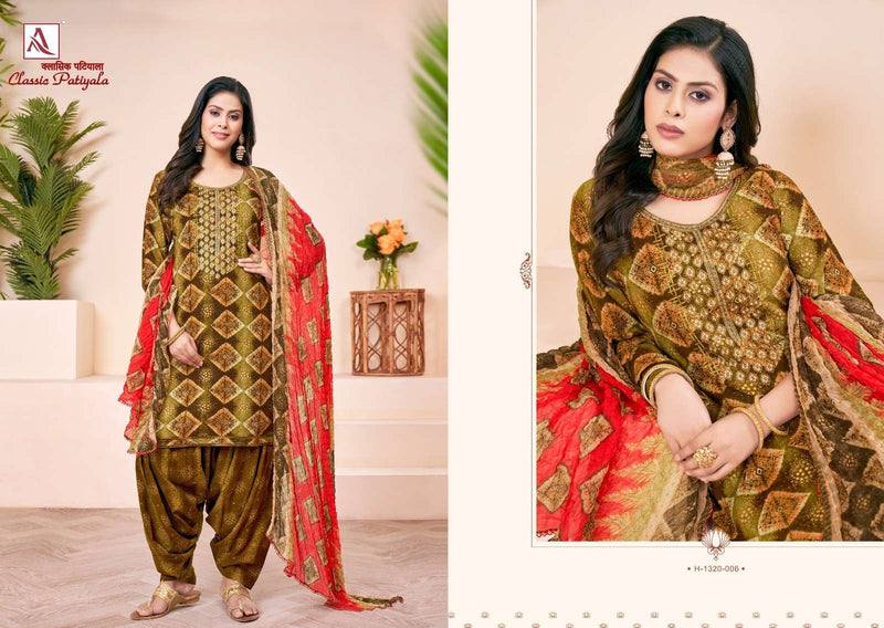Alok Suit Classic Patiyala  Viscose Rayon Designer Print With Embroidery Salwar Suit