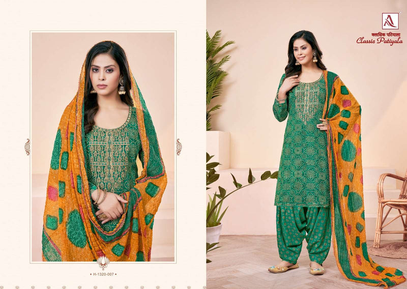 Alok Suit Classic Patiyala  Viscose Rayon Designer Print With Embroidery Salwar Suit