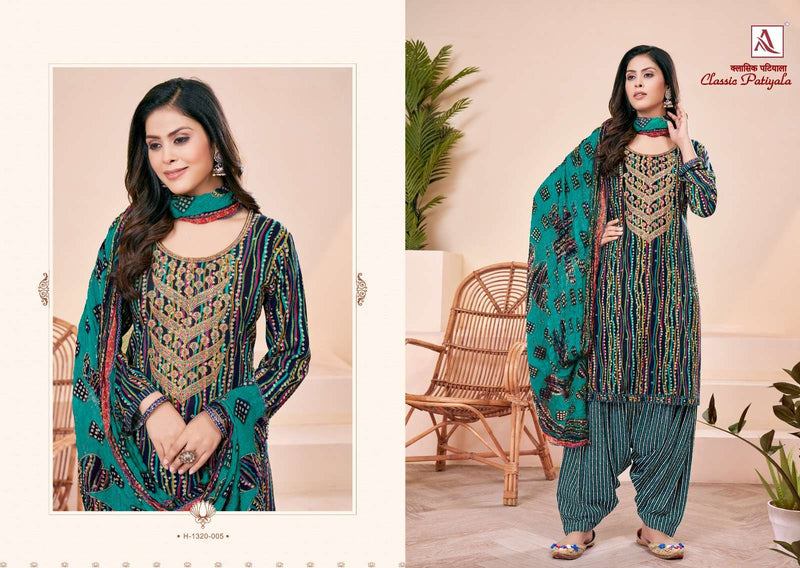 Alok Suit Classic Patiyala  Viscose Rayon Designer Print With Embroidery Salwar Suit