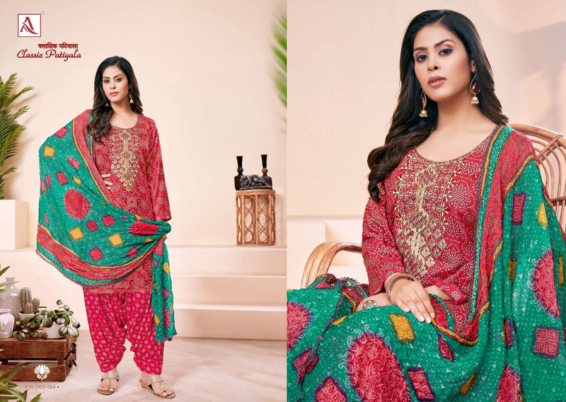 Alok Suit Classic Patiyala  Viscose Rayon Designer Print With Embroidery Salwar Suit