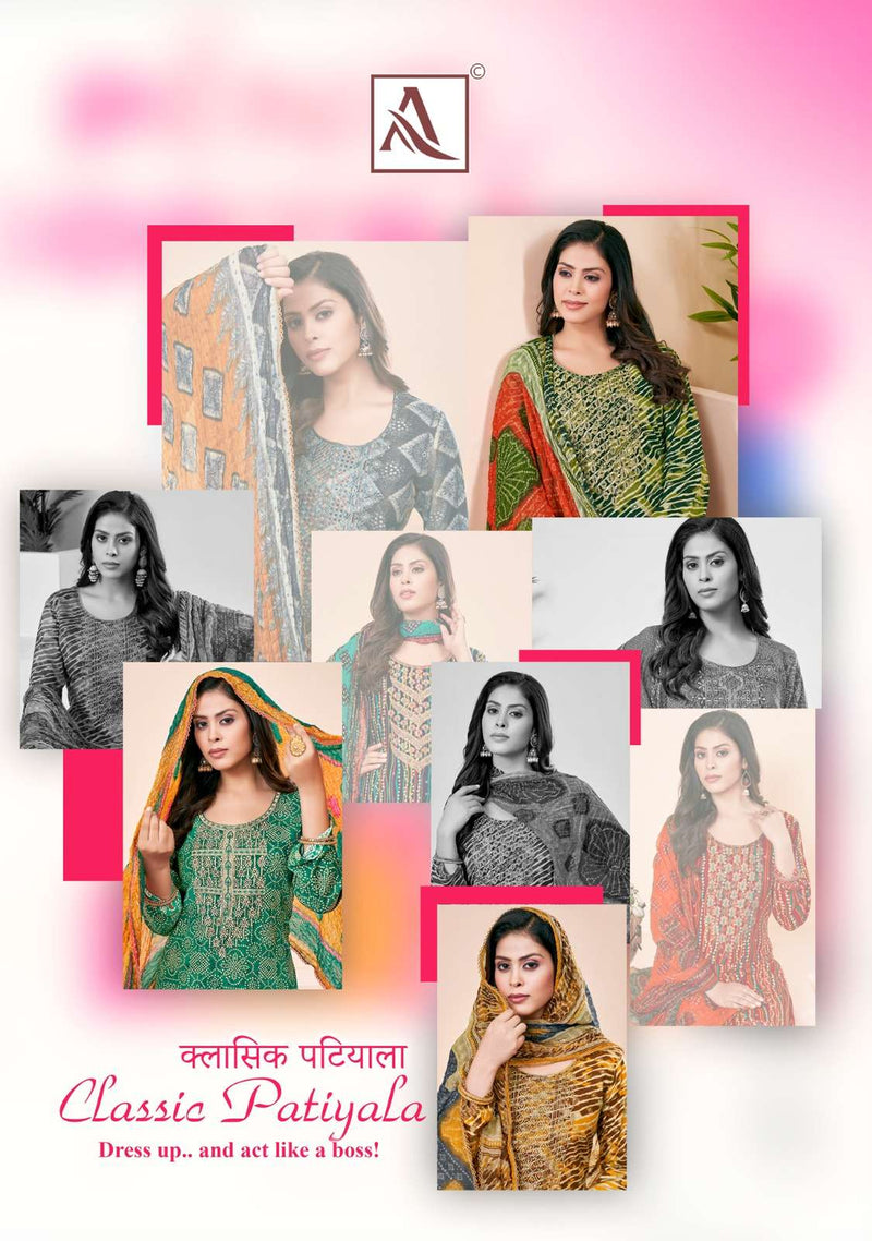 Alok Suit Classic Patiyala  Viscose Rayon Designer Print With Embroidery Salwar Suit