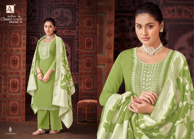 Alok Suit Classic Touch Vol 13 Pure Jam Cotton Lucknowi Thread Work Salwar Suit