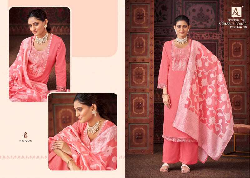 Alok Suit Classic Touch Vol 13 Pure Jam Cotton Lucknowi Thread Work Salwar Suit