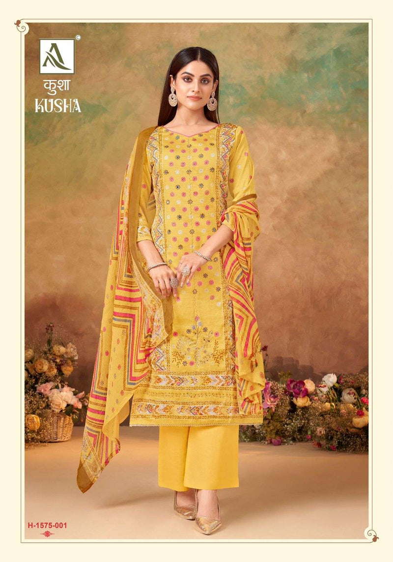 Alok Suit Kusha Jam Cotton Designer Print With Elegant Hand Work German Bemberg Salwar Kameez