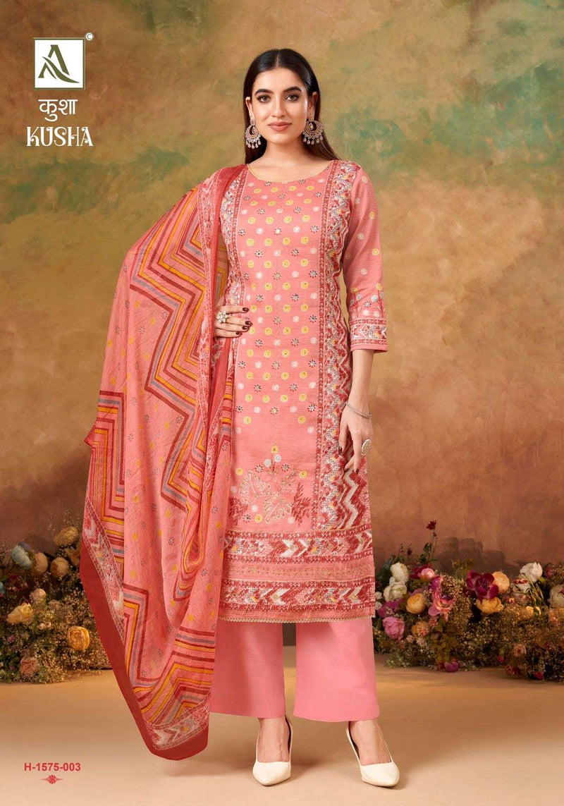 Alok Suit Kusha Jam Cotton Designer Print With Elegant Hand Work German Bemberg Salwar Kameez