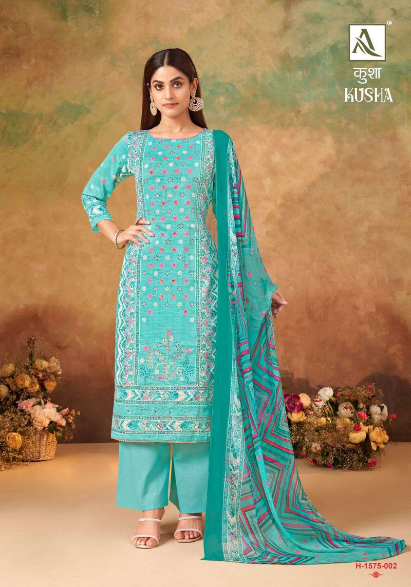 Alok Suit Kusha Jam Cotton Designer Print With Elegant Hand Work German Bemberg Salwar Kameez