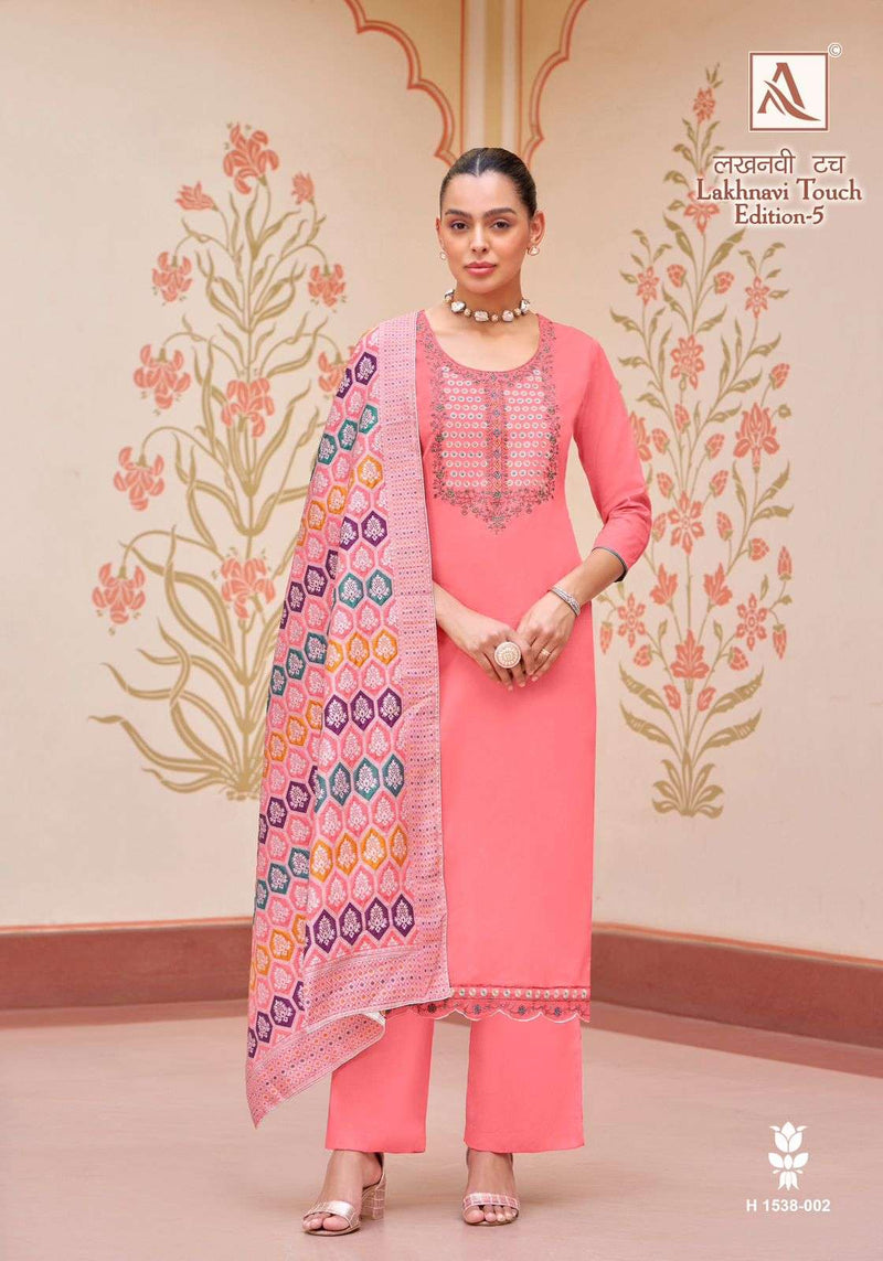 Alok Suit Lakhnavi Touch Vol 5  Cotton Dyed With Thread Work And Swarovski Diamond Salwar Suit