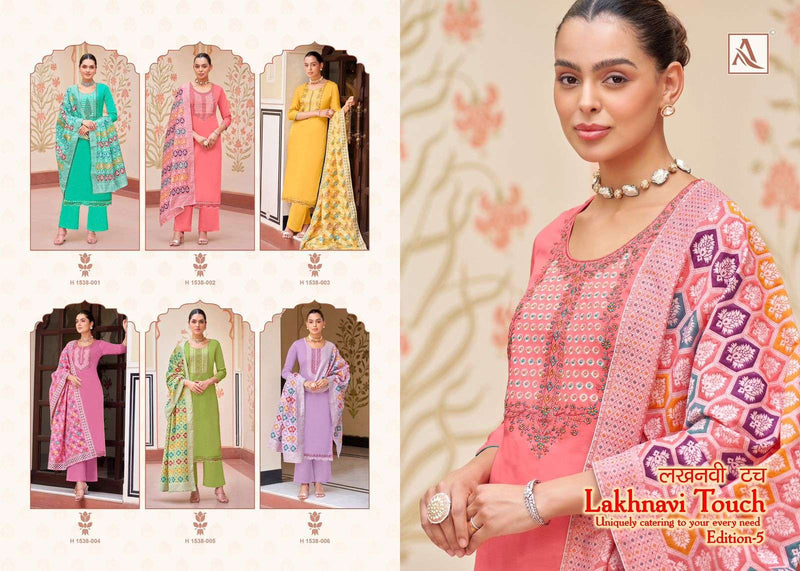 Alok Suit Lakhnavi Touch Vol 5  Cotton Dyed With Thread Work And Swarovski Diamond Salwar Suit