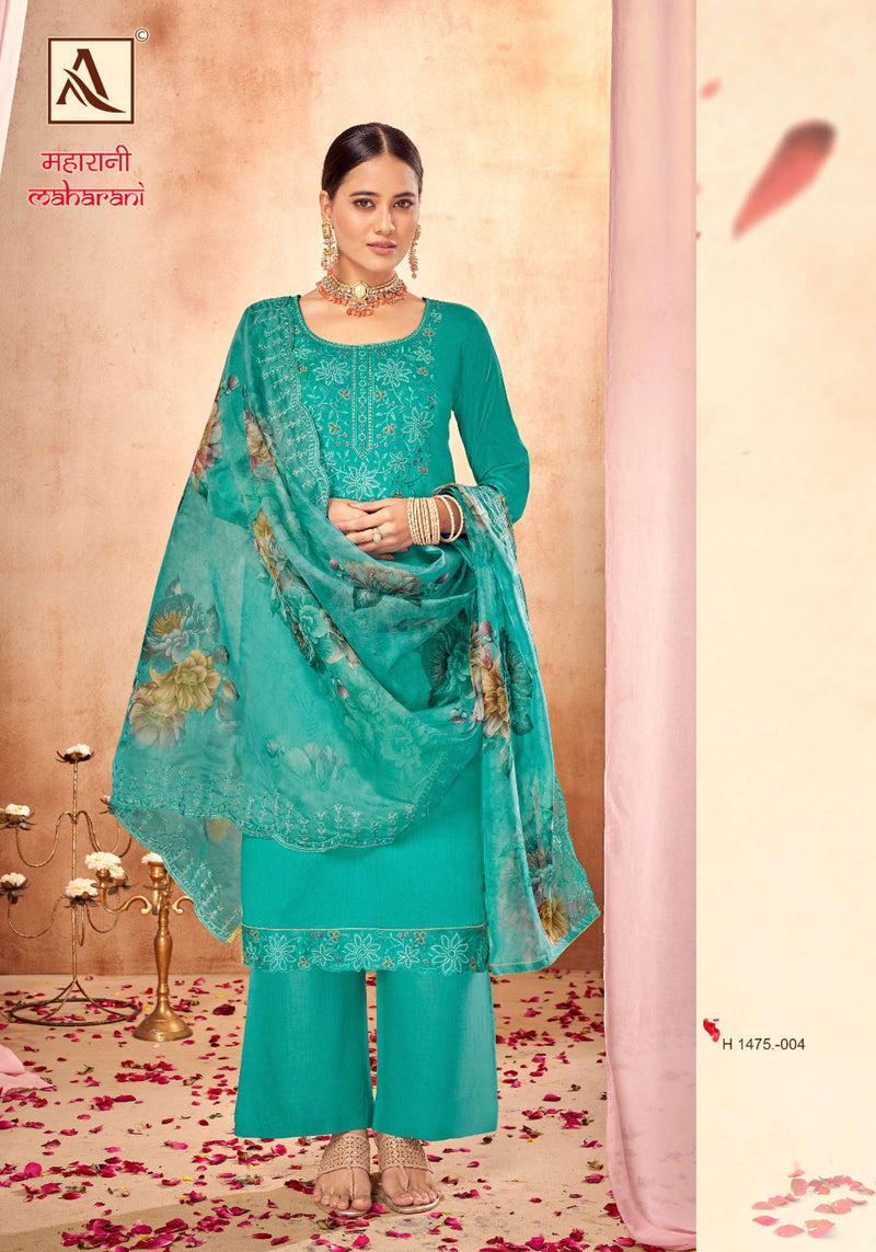 Alok Suit Maharani Vol 3  Viscose Chanderi Dyed With Exclusive Embroidery And Swarovski Diamond Work Salwar Suit