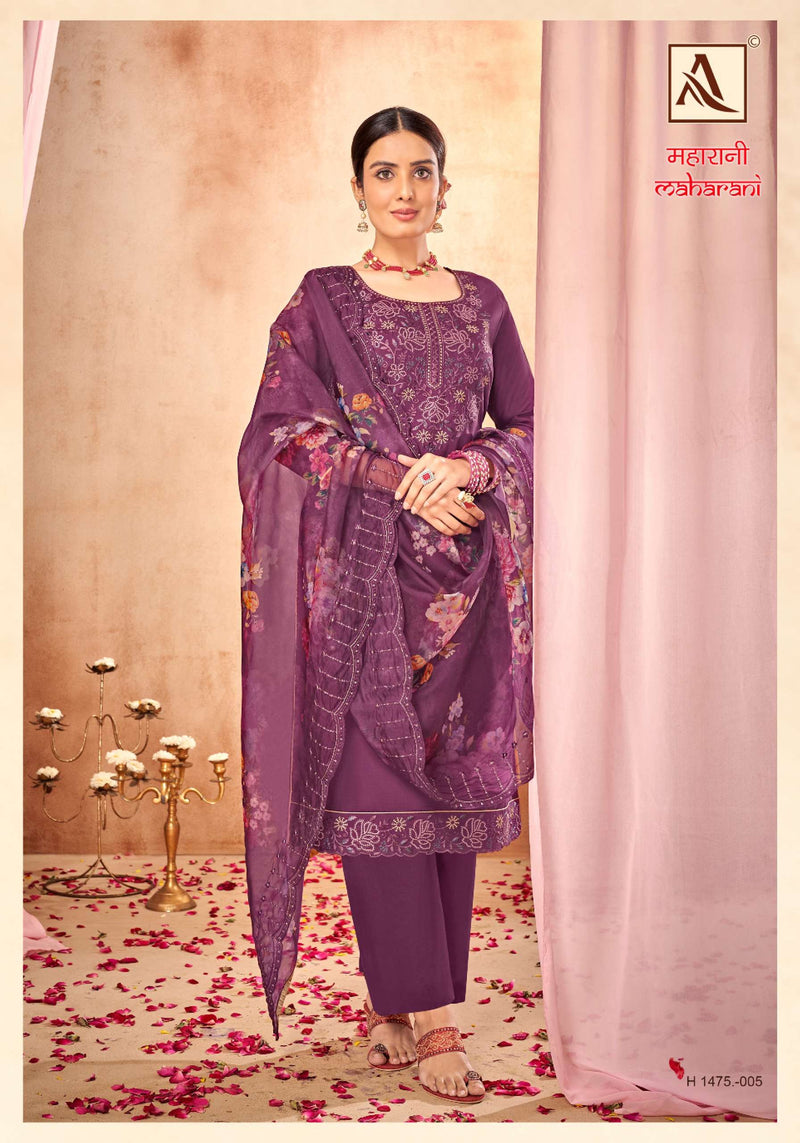 Alok Suit Maharani Vol 3  Viscose Chanderi Dyed With Exclusive Embroidery And Swarovski Diamond Work Salwar Suit