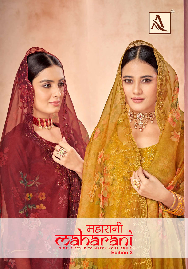 Alok Suit Maharani Vol 3  Viscose Chanderi Dyed With Exclusive Embroidery And Swarovski Diamond Work Salwar Suit